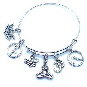 Yoga Bracelet Charm Bangle May Be Personalized